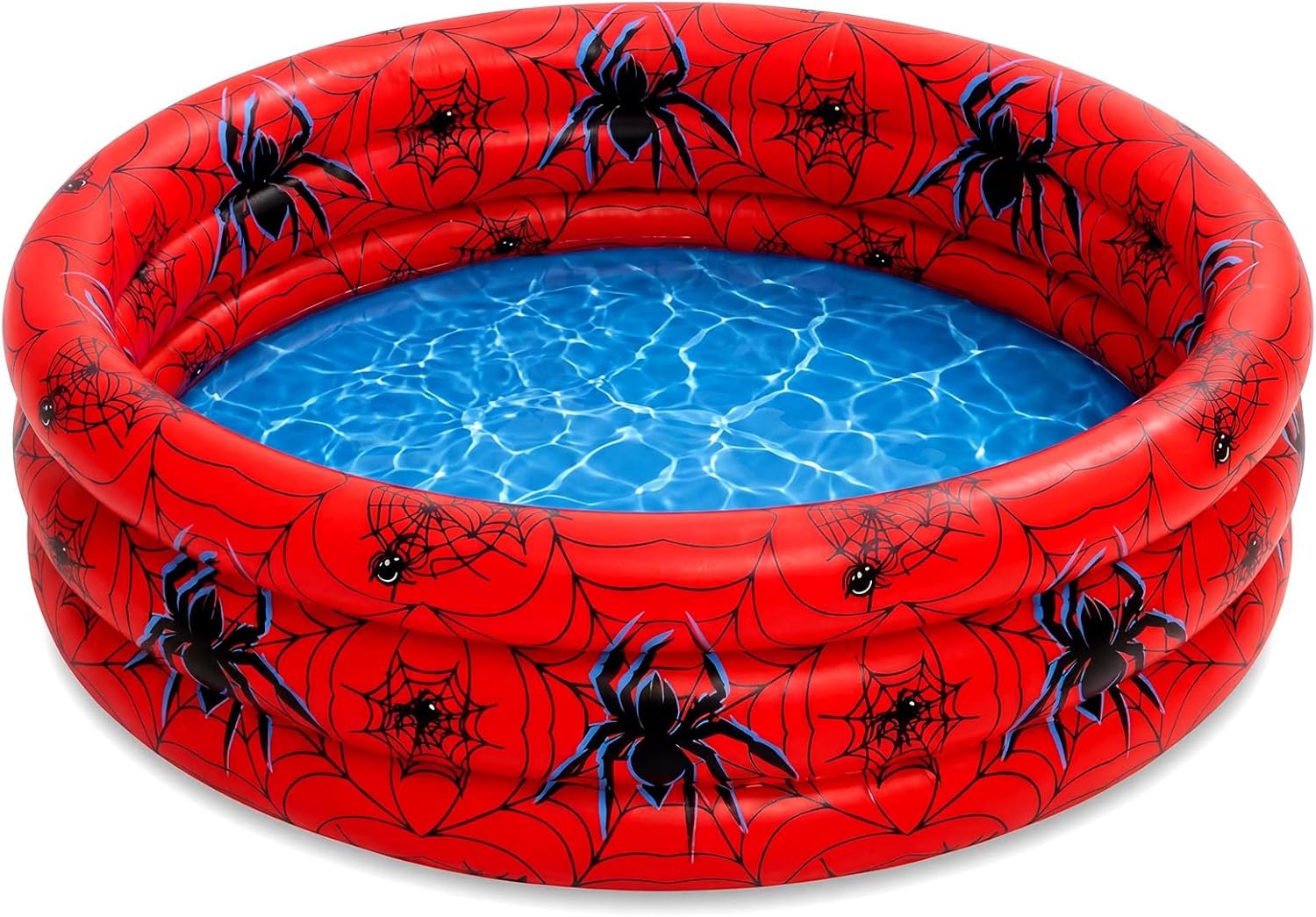Arrowbash Spider Inflatable Pool 49" x 10" Spiderweb Red Garden Round Blow up Swimming Pool for Summer Indoor&Outdoor Water Game Play Center