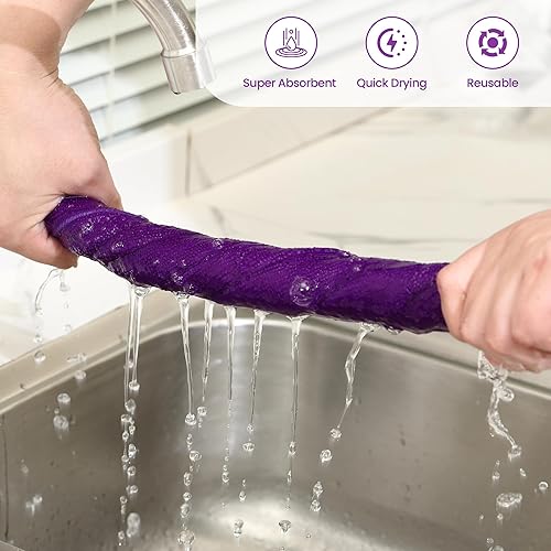 Miniatura 5 de GREEN POMELO Paquete de 12 toallas de cocina, paños de limpieza de microfibra de 10.58 ozm, toallas de cocina reutilizables y lavables, sin pelusas,