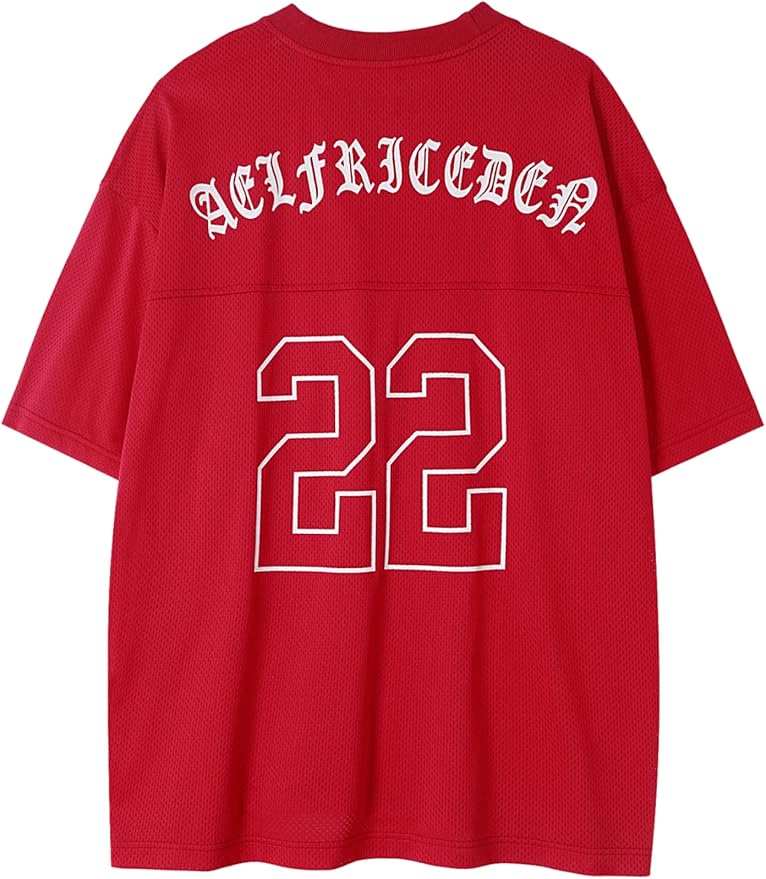 Aelfric Eden Mens Jersey Shirts Mesh Print Number Unisex Oversized Graphic Tees Short Sleeve Casual T Shirt Y2k Tops