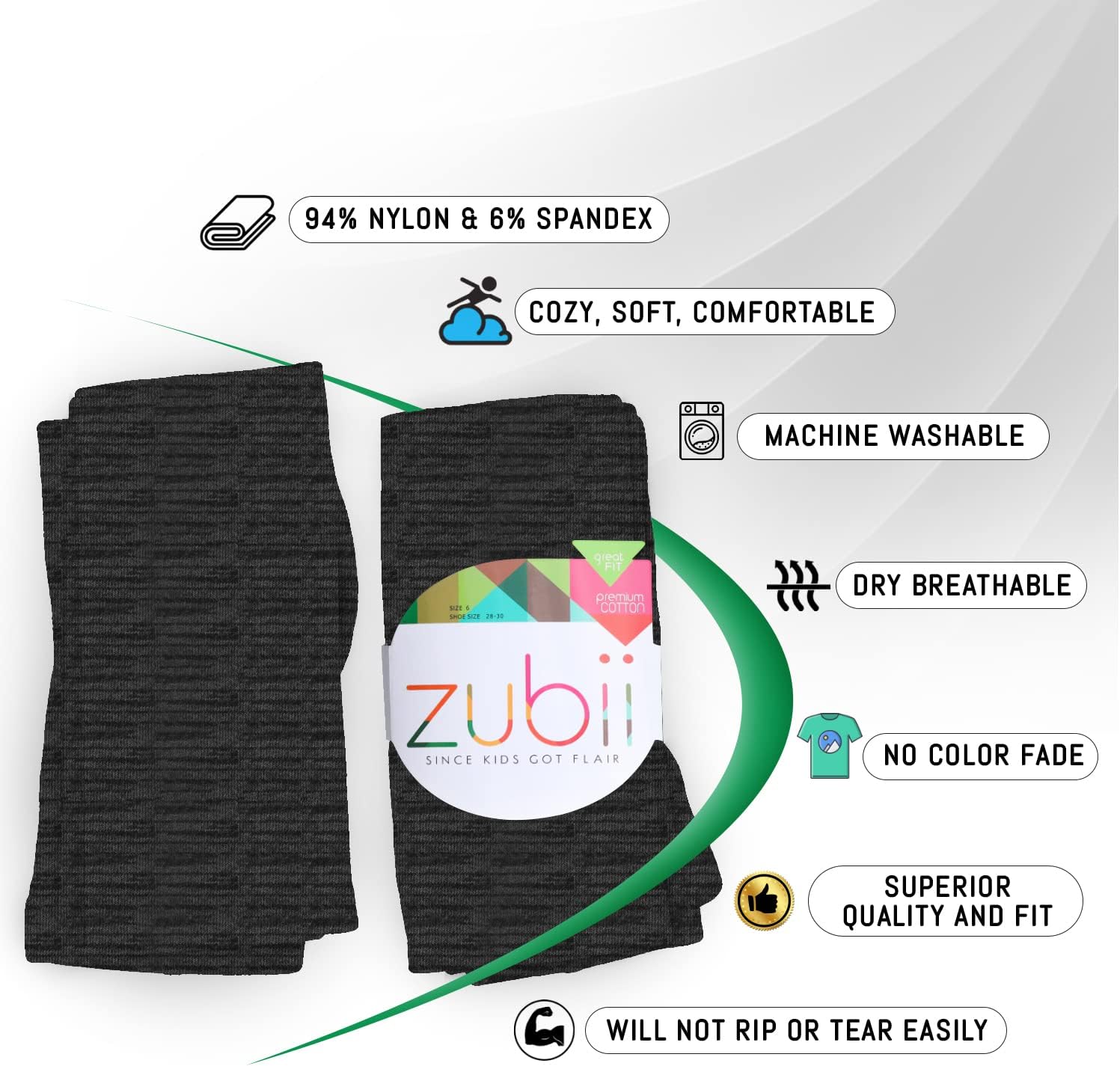 Kids, Ribbed Tights, Ultra Soft, Premium Cotton, Comfortable Fit, Styled Look - Image 3