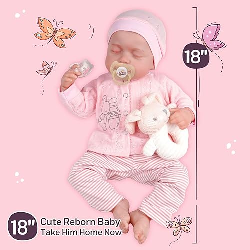 Miniatura 4 de JIZHI Muñecas realistas de bebé Reborn  18 pulgadas, cuerpo suave, realista, muñecas de bebé recién nacidas, muñecas de la vida real con ropa y