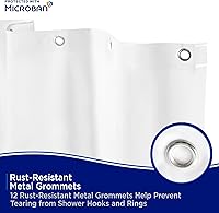 Vista 5 de Kenney – Microban PEVA Shower Curtain Liner, Waterproof Medium-Weight Design with Rust-Resistant Metal Grommets & Weighted Magnetic Hem, 8 Gauge