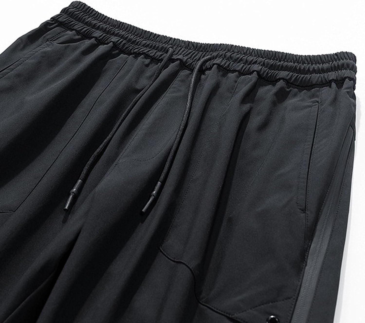 Men's Straight Leg Elastic Waist Outdoor Pants Loose Fit Cargo Streetwear Trousers Drawstring Hiking Sweatpants
