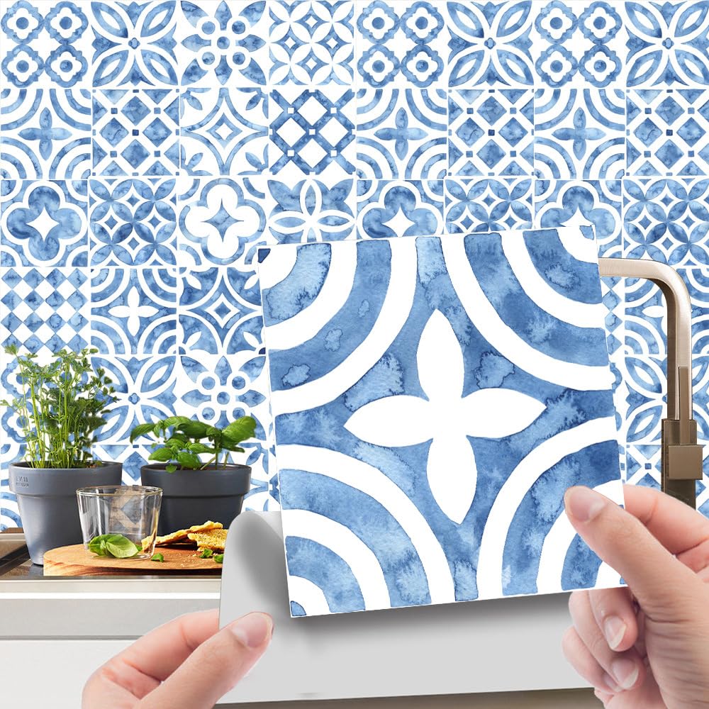 Tile Stickers， Self Adhesive Wall Tiles,DIY Peel and Stick, Floor Tile for Kitchen 20 PC(20 PC(10x10cm))