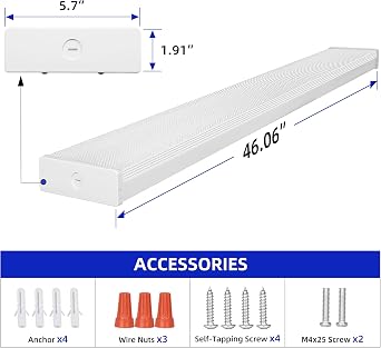hykolity 4FT 5.7 W LED Wraparound Light with 40W 4400LM 4000K, Hardwired
