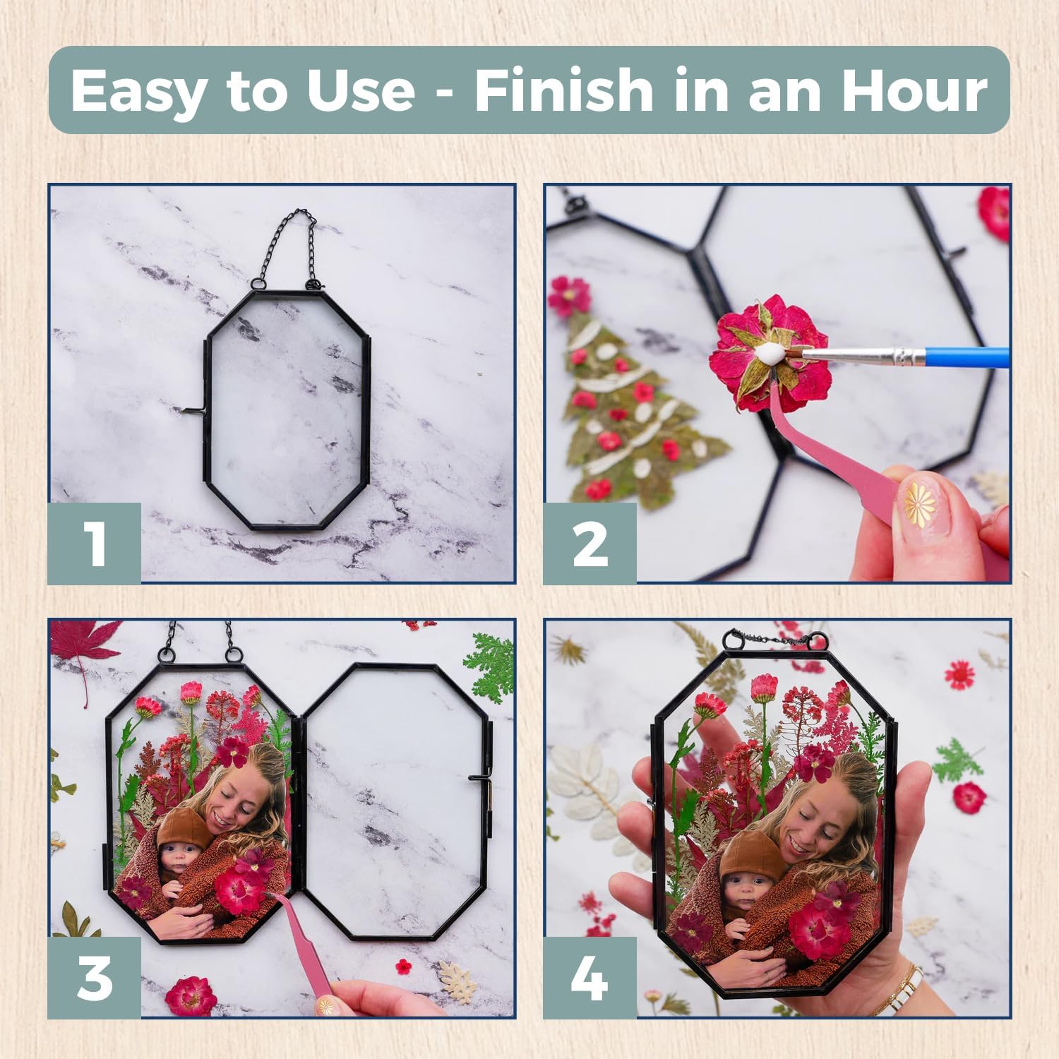 Adults & Crafts Holiday Framed Pressed Flowers Kit