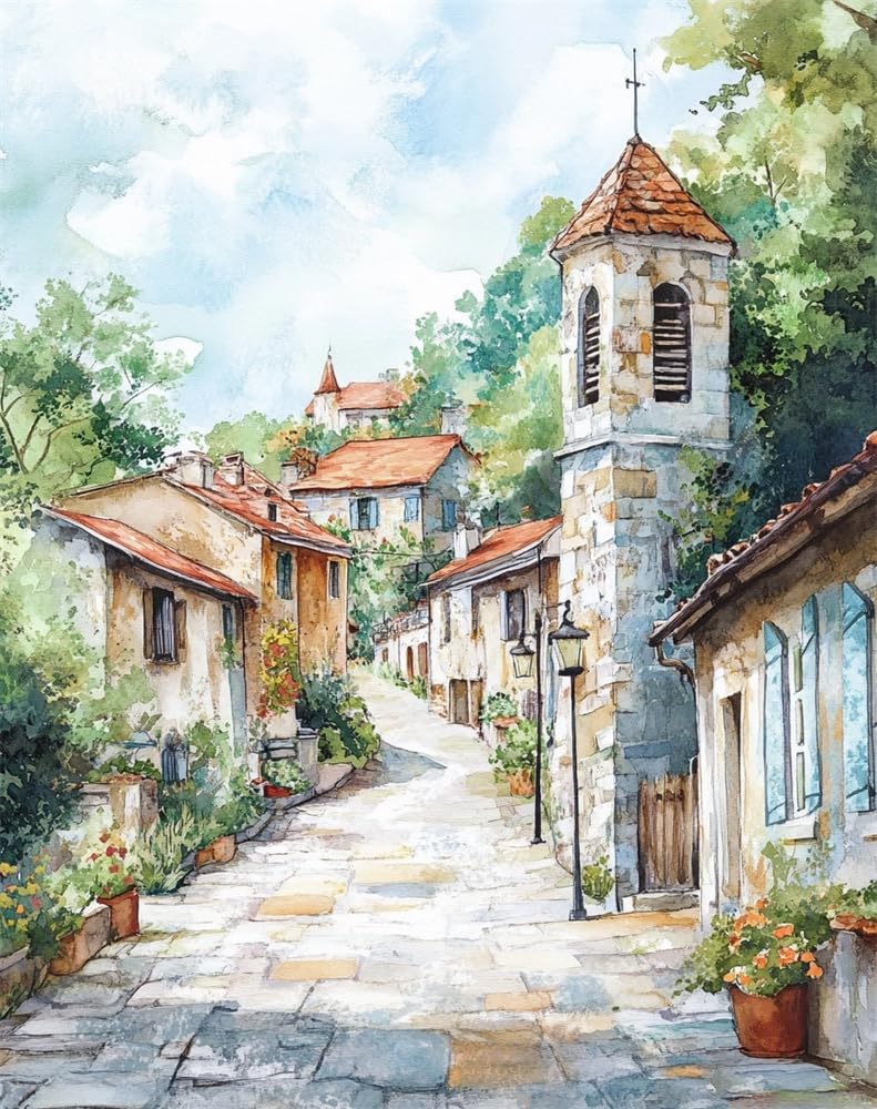 Henypt Cross Stitch Kit,Small-Town Scenery Easy Pre Printed Stamped Embroidery Stitch Kit for Adult Beginners, Embroidery Starter Advanced Easy Crossstitch Patterns Set Needlepoint