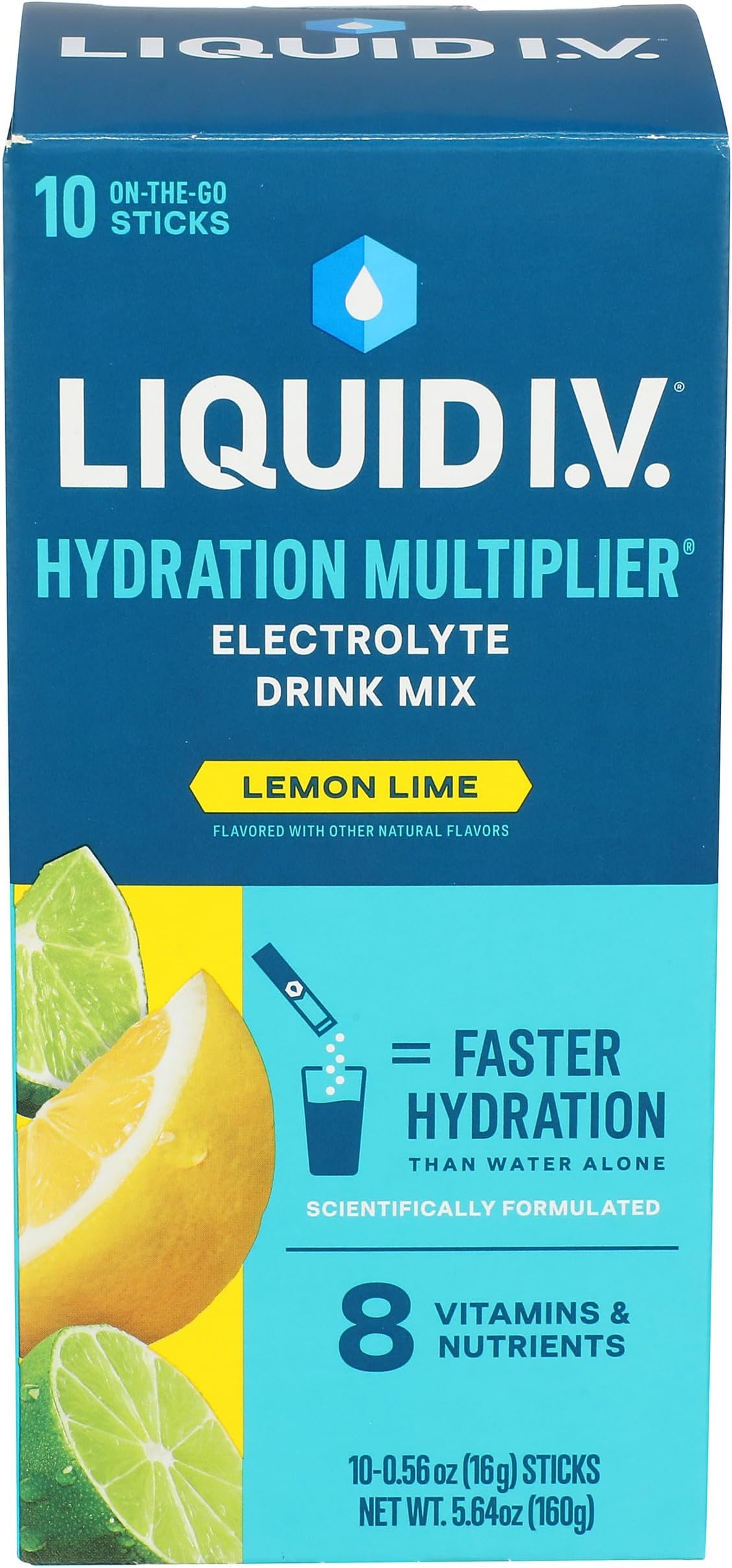 LIQUID IV Lemon Lime Hydration Drink Mix 10 Count, 0.56 OZ