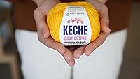 Vista 3 de Keche Hilo de algodón, 60% algodón, 40% hilo acrílico, hilo de algodón suave para crochet y tejer, hilo amigurumi, 1 madeja/bola, 1.76 onzas (50g)