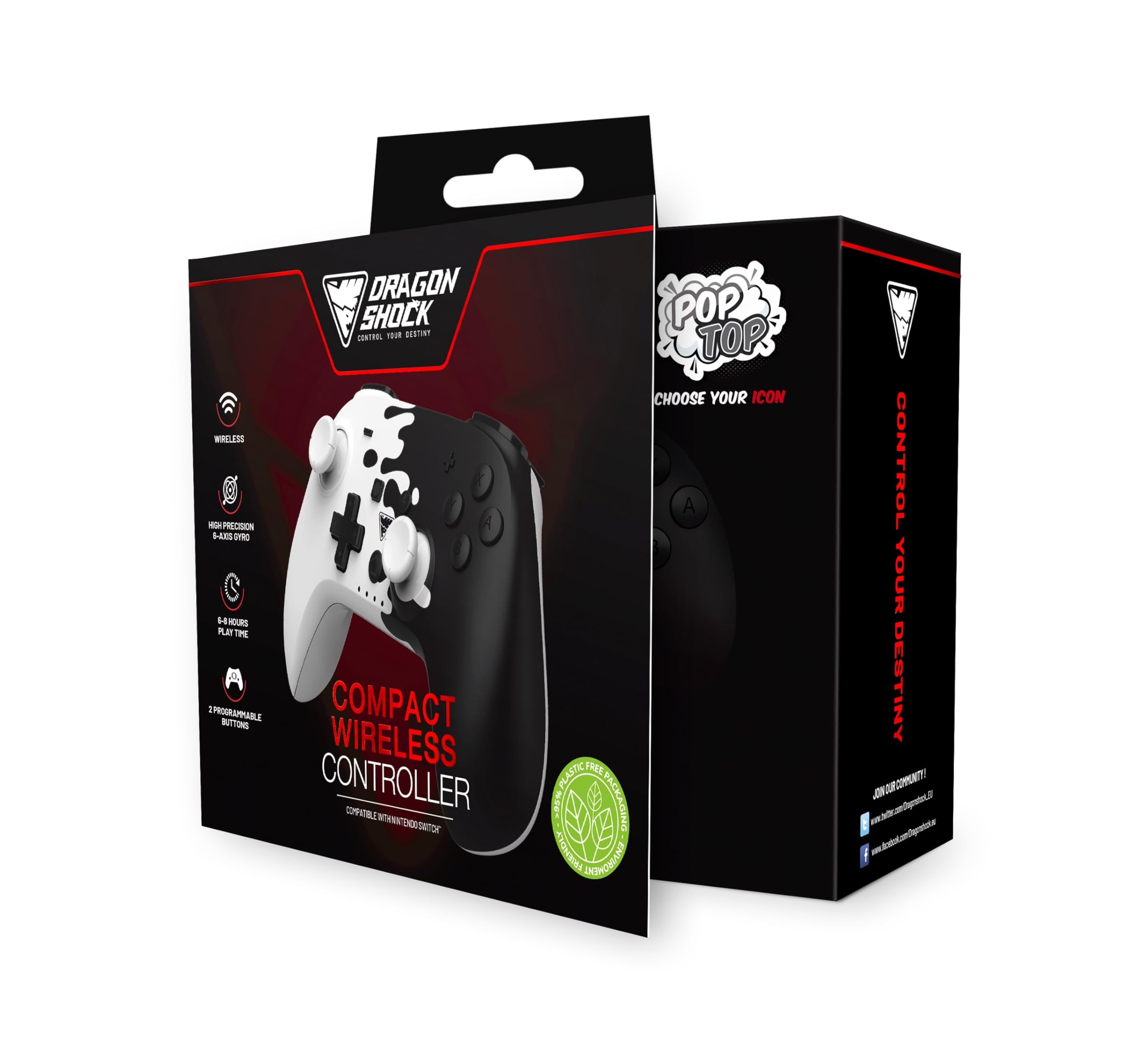 PopTop kompaktowy bezprzewodowy kontroler Bluetooth | bezprzewodowy kontroler kompatybilny z Nintendo Switch i PC, styl OLED