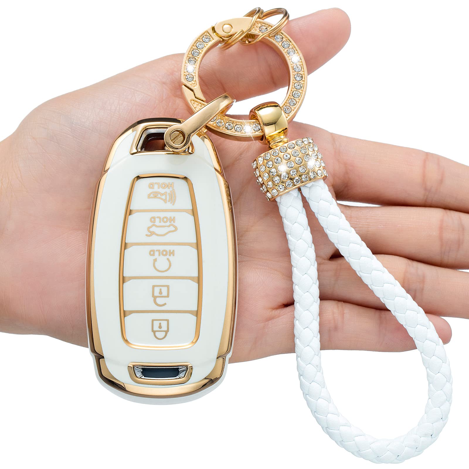 LCXJMWKL for Hyundai Key Fob Cover,compatible with 2019 2020 2021 2022 Hyundai Santa Fe Palisade Kona Elantra GT Veloster Smart Key Premium Soft TPU Anti-dust Full Protection