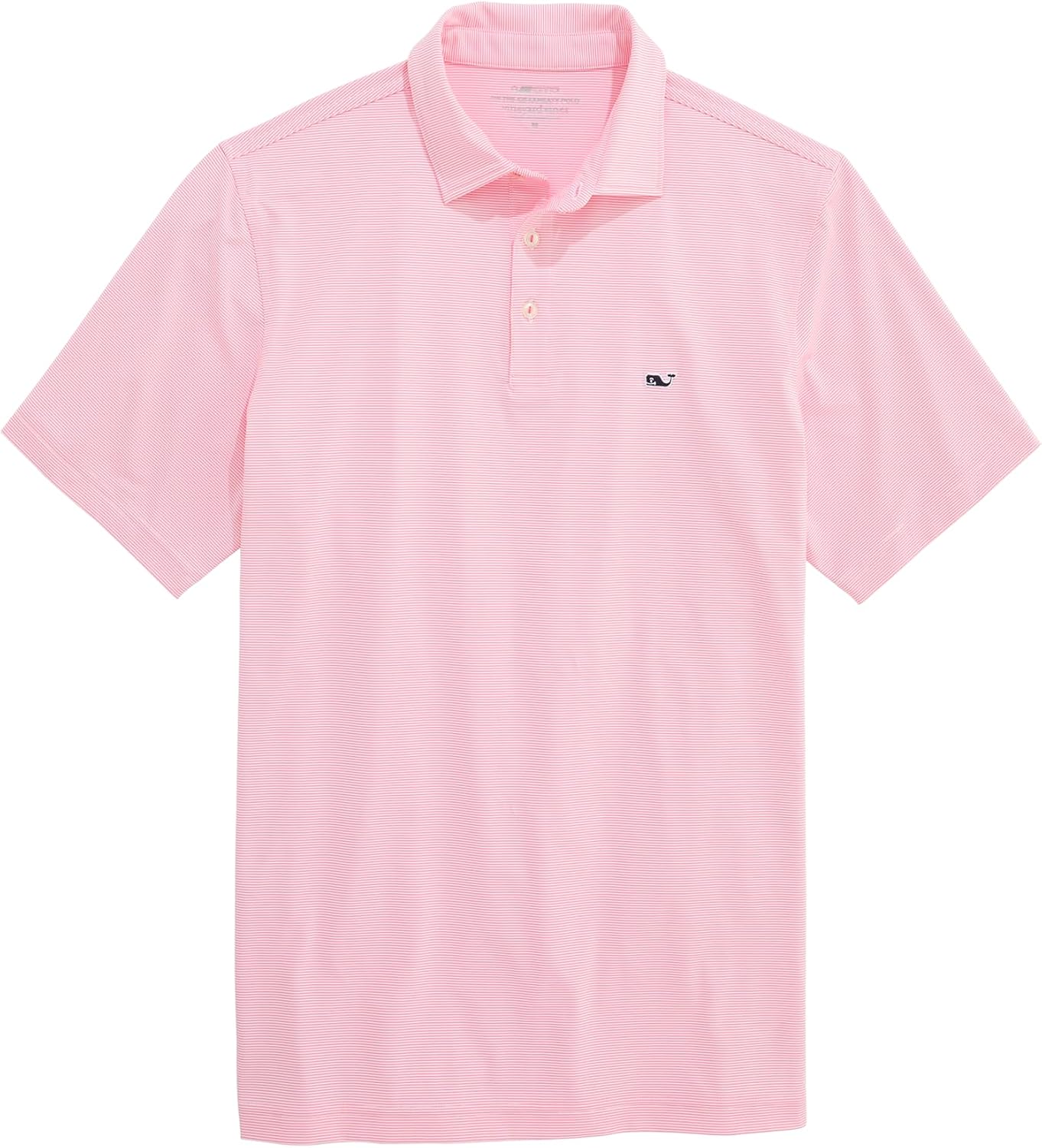 vineyard vines St. Jean Stripe Sankaty Performance Polo, White/Neon Rosa, XL