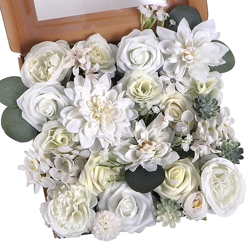 Juego de flores artificiales, flores combinadas para bricolaje, ramos de boda, centros de mesa, arreglos de fiesta, baby shower, decoración del hogar