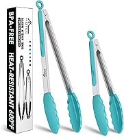 Vista 13 de HOTEC Pinzas de Cocina Premium de 7 y 9 Pulgadas, Pinzas de Cocina de Acero Inoxidable con Bloqueo y Puntas de Silicona, Antiarañazos y Resistentes