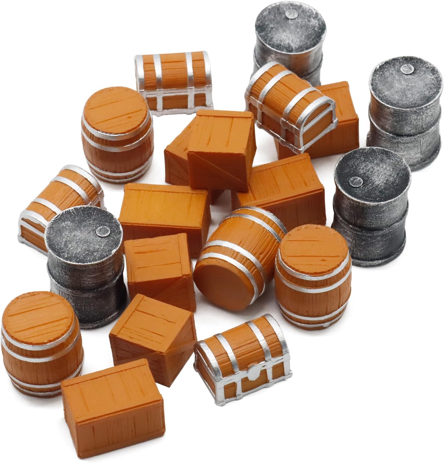 Warmtree Crates Barrels and Chests Terrain Model Kit Sand Table Simulation Landscape War Gaming Terrain Decoration Railroad Scenery War Gaming Scenery, Silver Wood