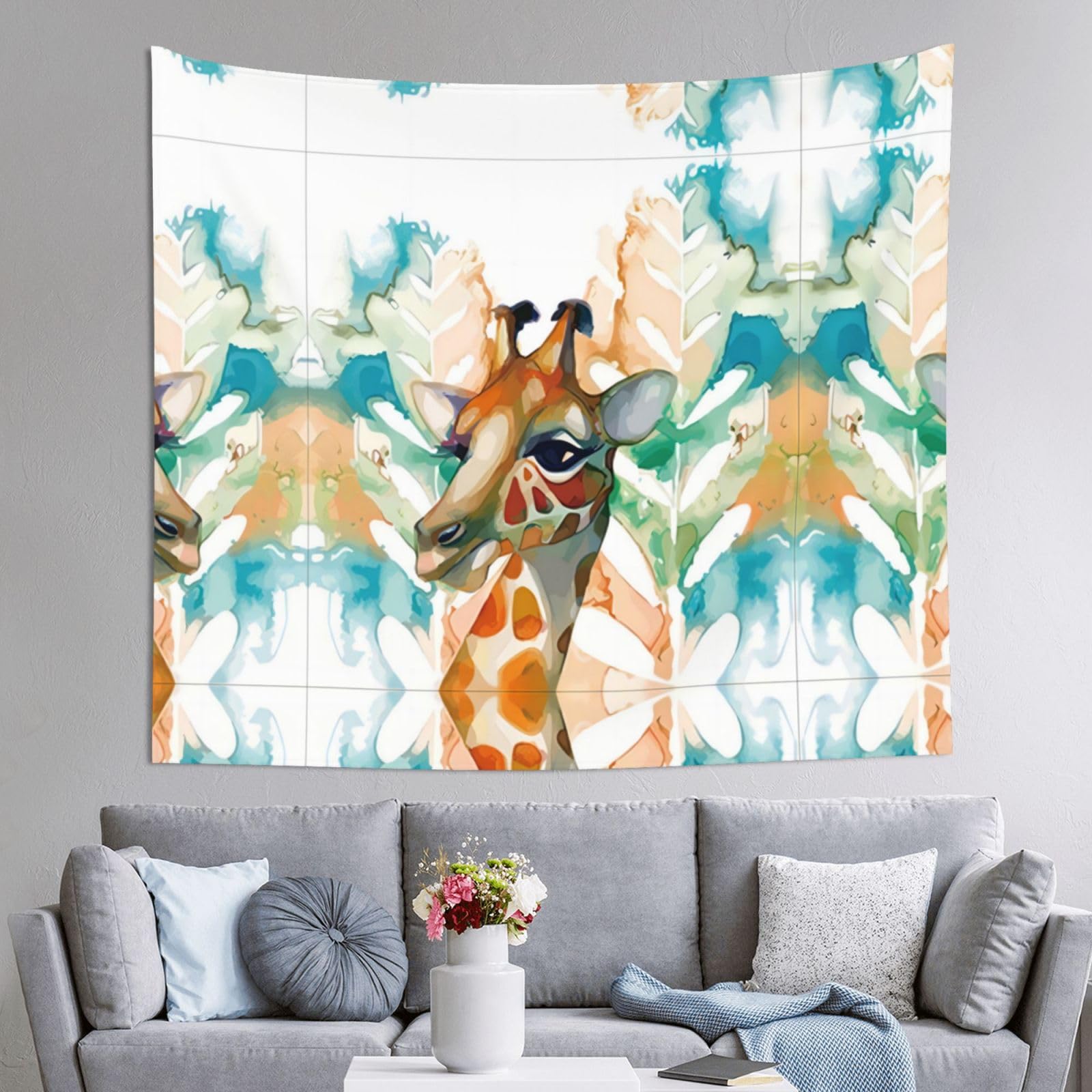 HLSBSSL 60x51in giraffe Printed Tapestry Tablecloth for Dormitory and Picnic Rooms - Multifunctional Fabric Hanging