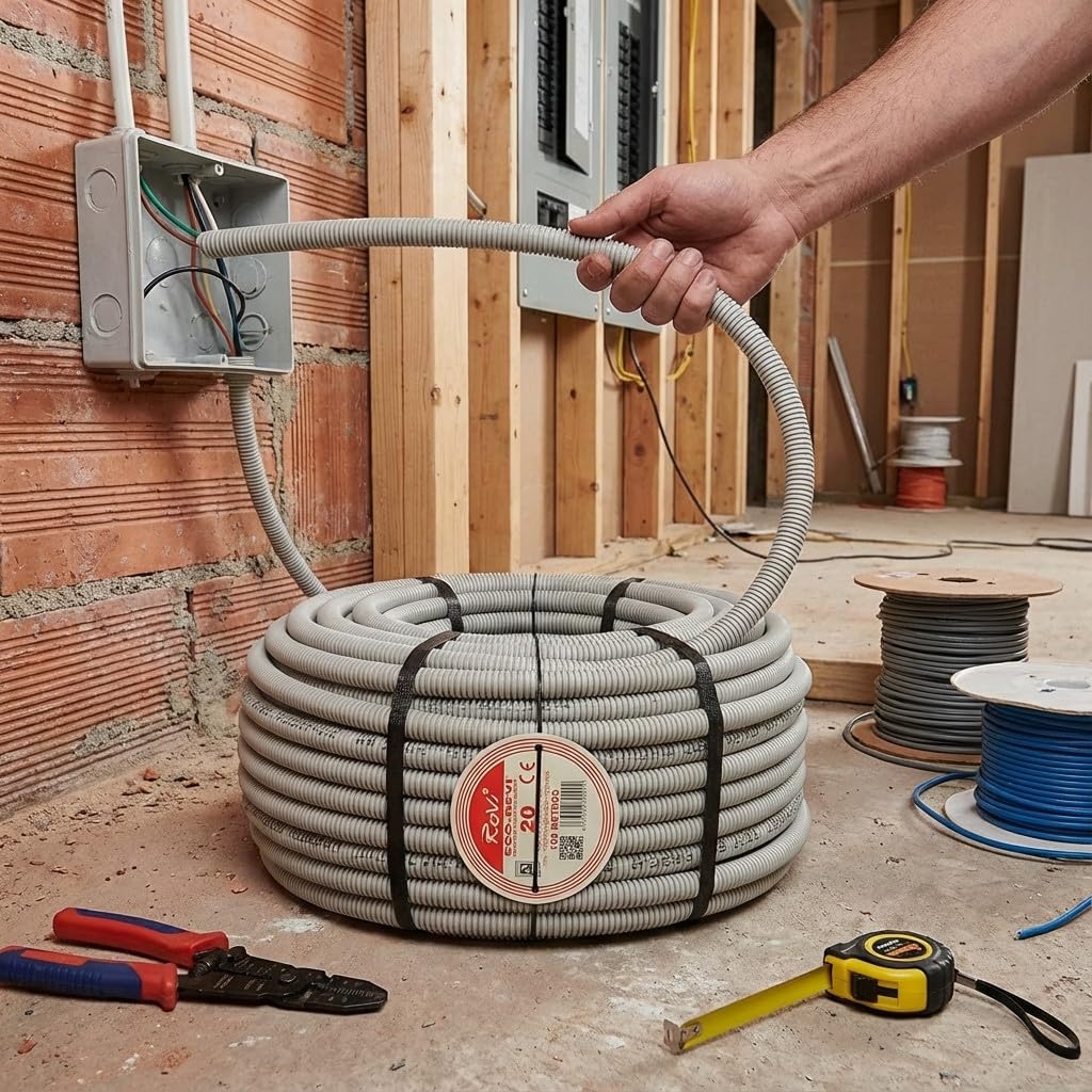 Suinga Tubo Corrugato Privo di Alogeni 20 mm | Manguera Espiral flexible reforzado 100 metros | Aislamiento PVC para cables eléctricos