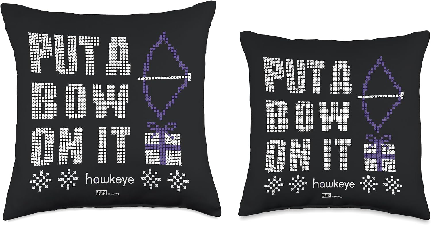 Marvel Hawkeye Put A Bow On It Holiday Throw Pillow, 16x16, Multicolor