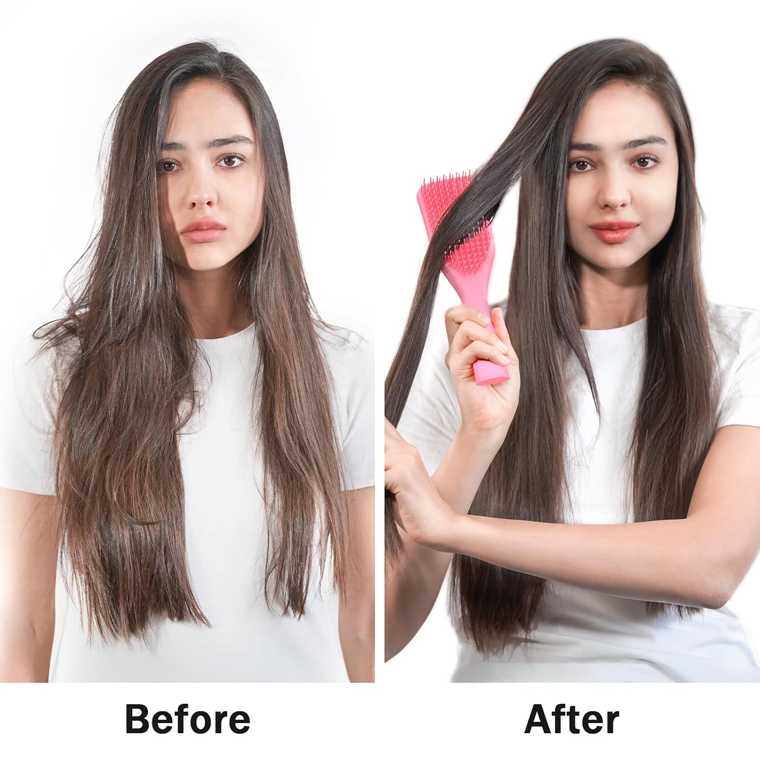 SHINLEA No Tangle Hair Brush for Wet or Dry, Wave-Shaped Detangler to Reduce Breakage, Lightweight Travel Hairbrush for Wavy, Thin, Long and Short Hair, Pink