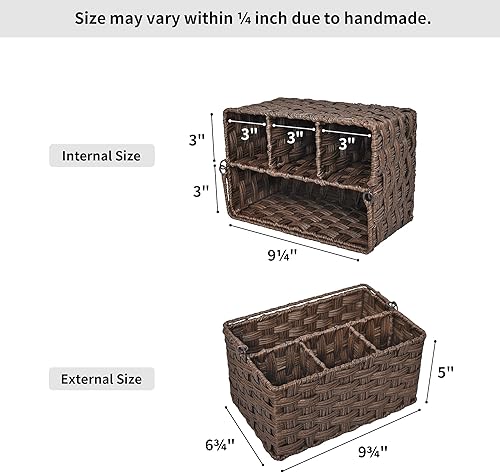 Miniatura 5 de GRANNY SAYS Organizador de utensilios de mimbre con asa, organizador de cubiertos para cocina, soporte para cubiertos, organizador de condimentos,