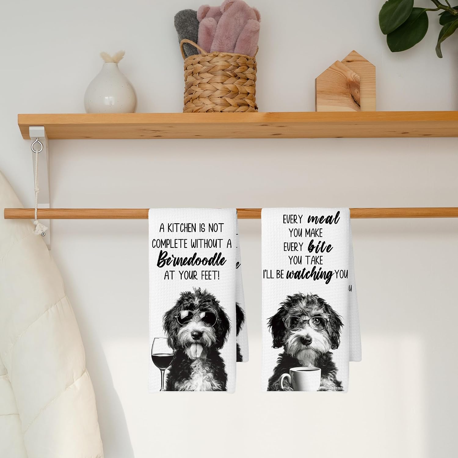 Funny Bernedoodle Gifts Kitchen Towels Set of 2 image 5