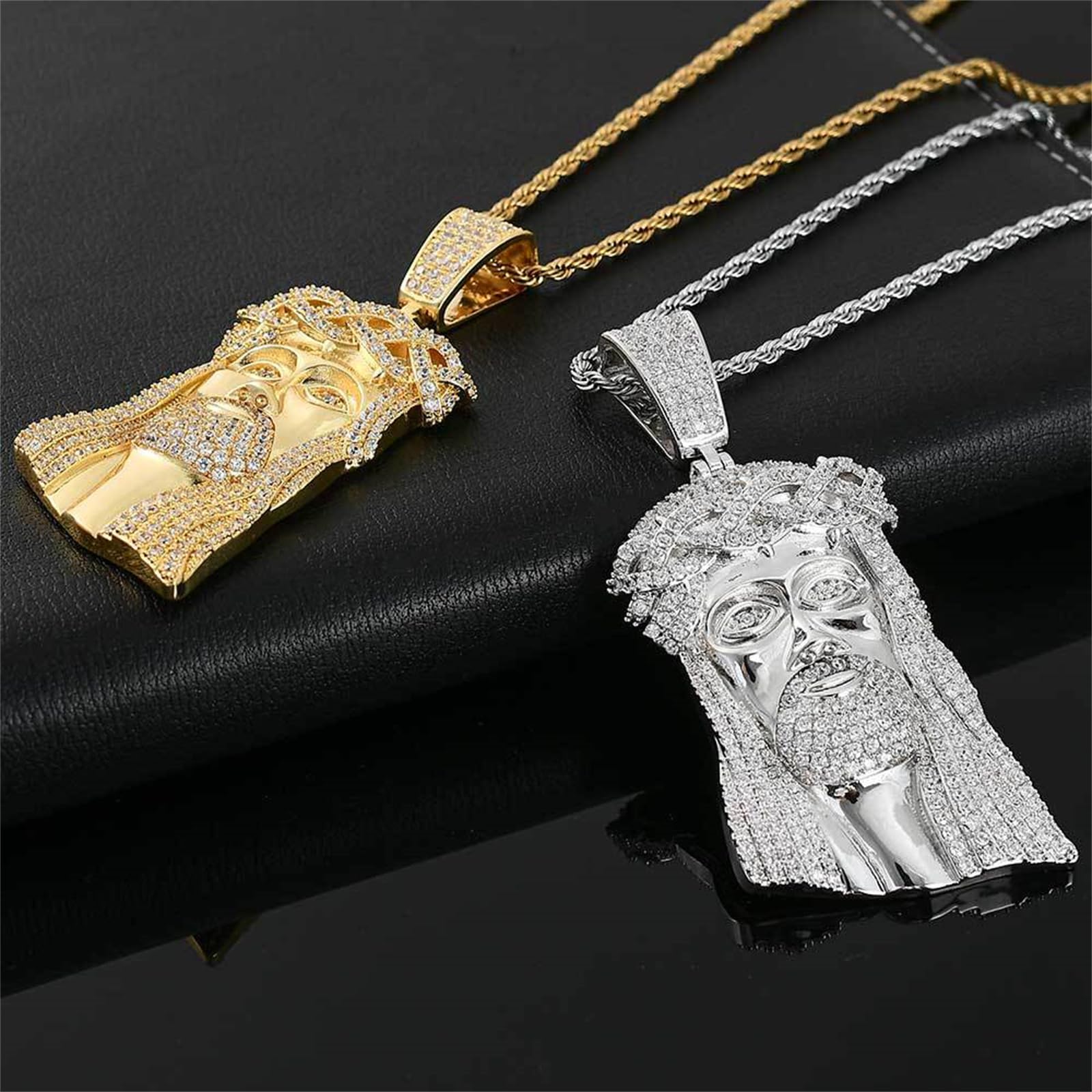 Vintage Jesus Kopf Anhänger Männer Anhänger Halskette Hip Hop Punk Halskette Weihnachten Ins Stil Geburtstag Geschenk Einfacher trendiger Schmuck