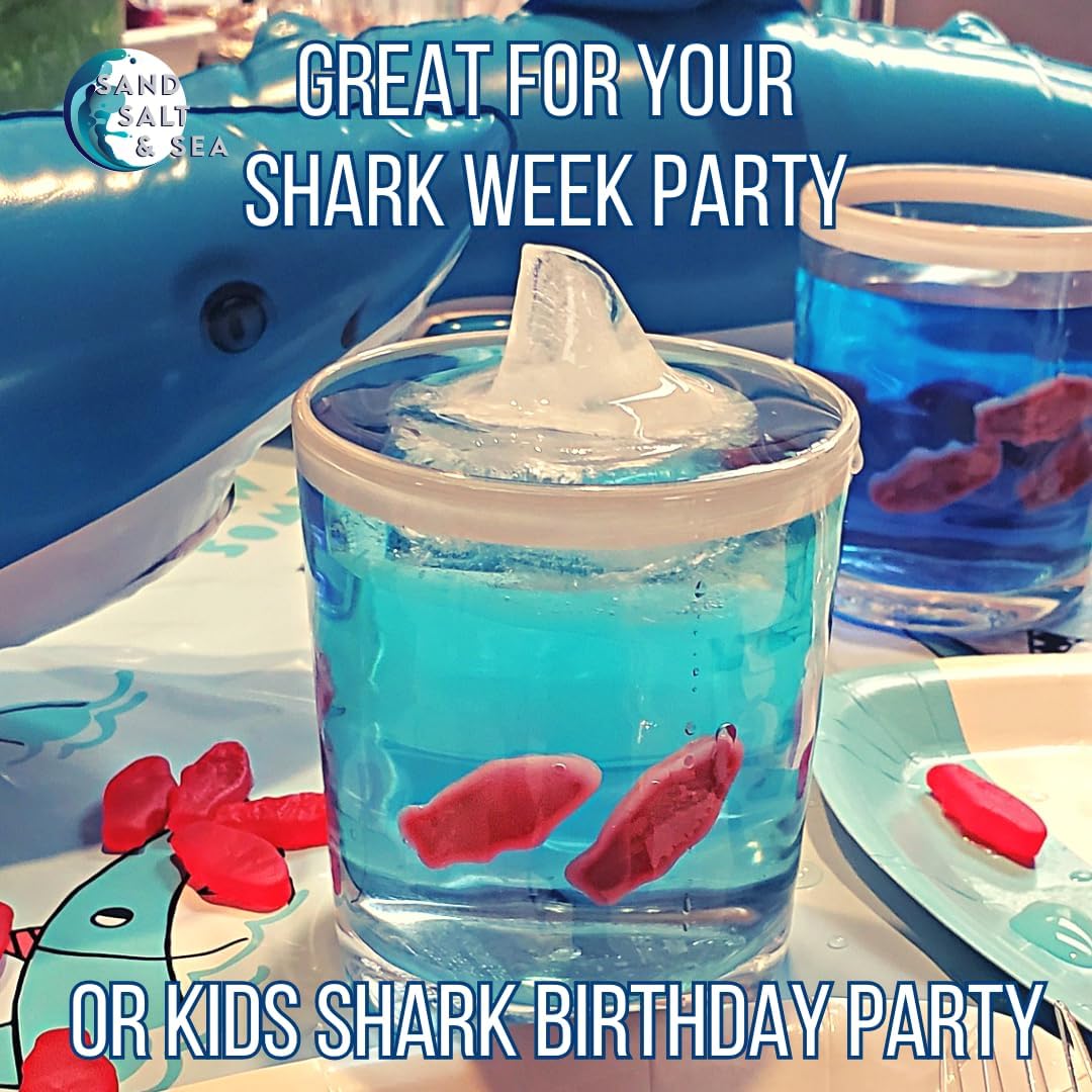 Silicone Shark Fin Ice Cube Tray, 100% Food Grade, BPA-Free Sharkweek Shark Gifts, Dishwasher Safe Silicone, Shark Party or Birthday Gift, Upright-Floating Fin Ice Mold