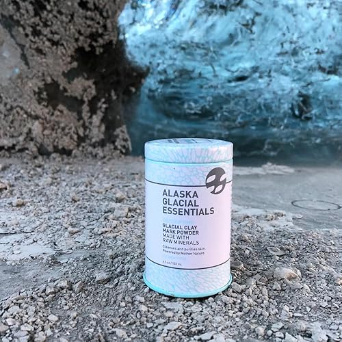 Miniatura 7 de Máscara de arcilla glacial Alaska, fórmula deshidratada de limo y arcilla rica en minerales para cara y todo el cuerpo, mezcla 11 con agua, miel o