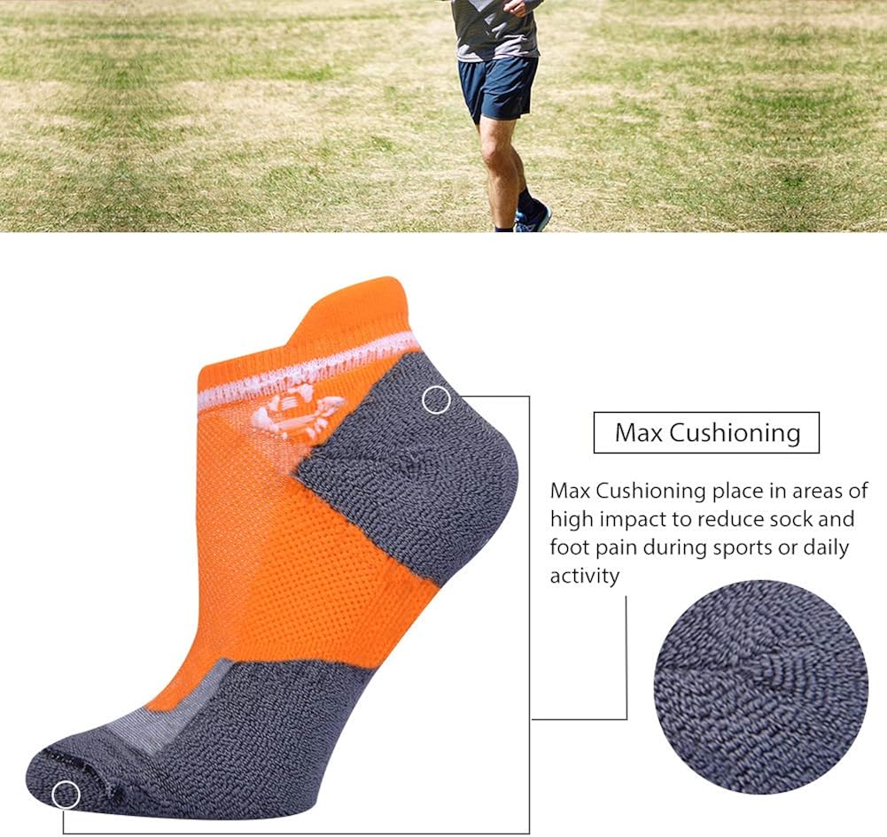 JOYNÉE Ankle Athletic Running Socks Low Cut Sports Tab Socks for Men and Women with Cushion Padding,Blister Resistant 6 Pairs