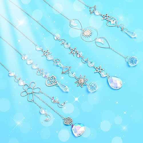 Miniatura 7 de Sinor Atrapasoles de cristal, 6 piezas colgantes de luz de cristal colgantes, prismas para ventana, jardín, bola de cristal, adorno para decoración