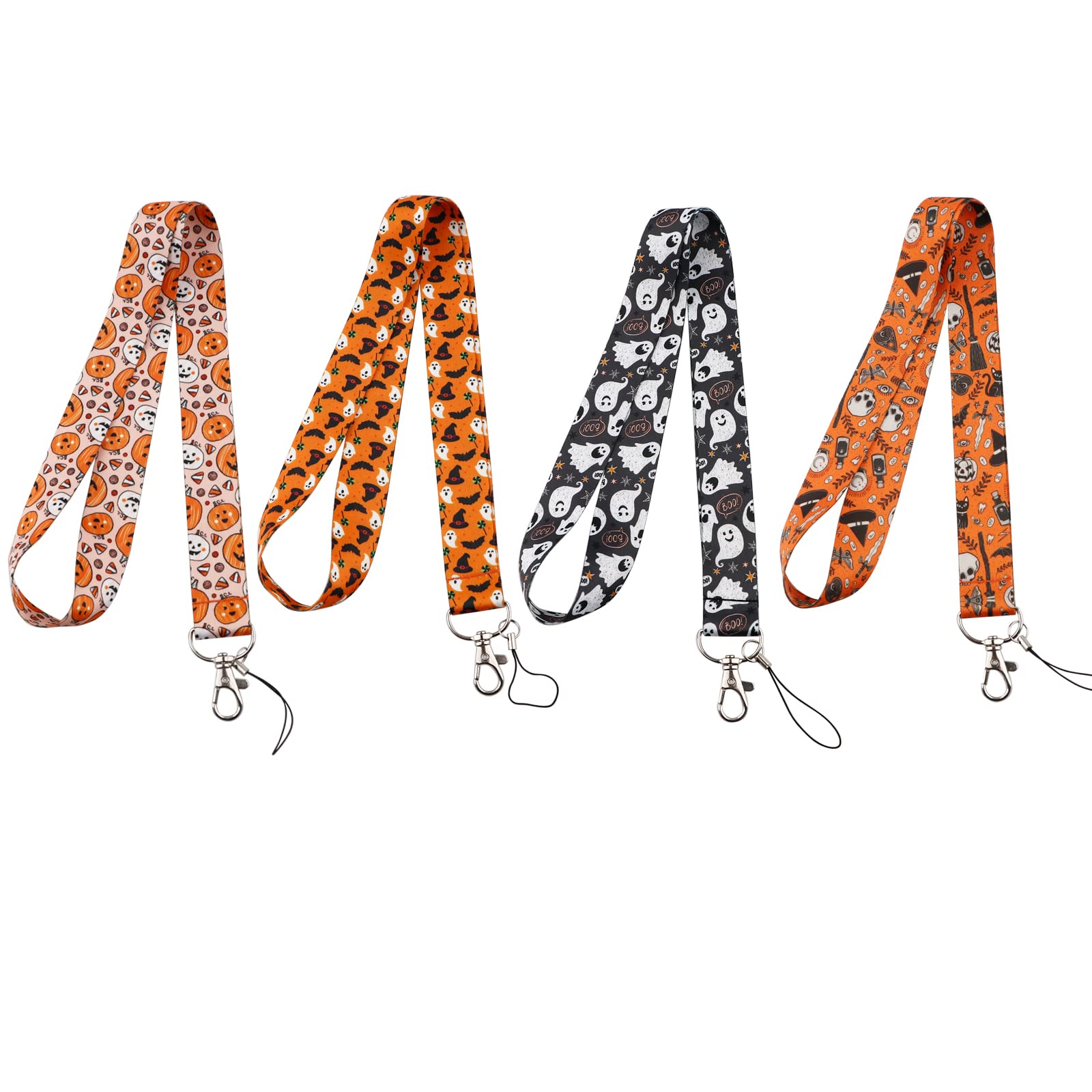 Beemorita 4 Pcs Cute Halloween Keychain Neck Lanyards for Keys, Ghost — image 1