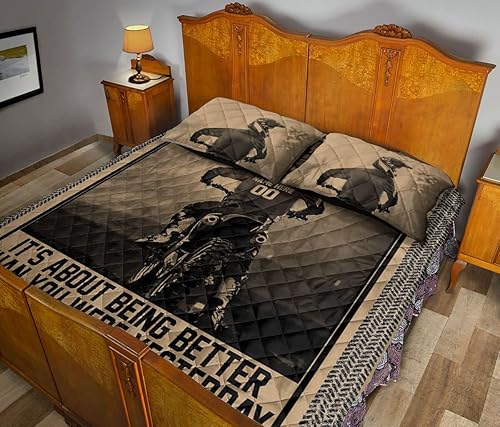 Miniatura 3 de OhaPrints Juego de ropa de cama y fundas de almohada personalizadas, diseño de motocross con texto en inglés It's Not About Being the Best con