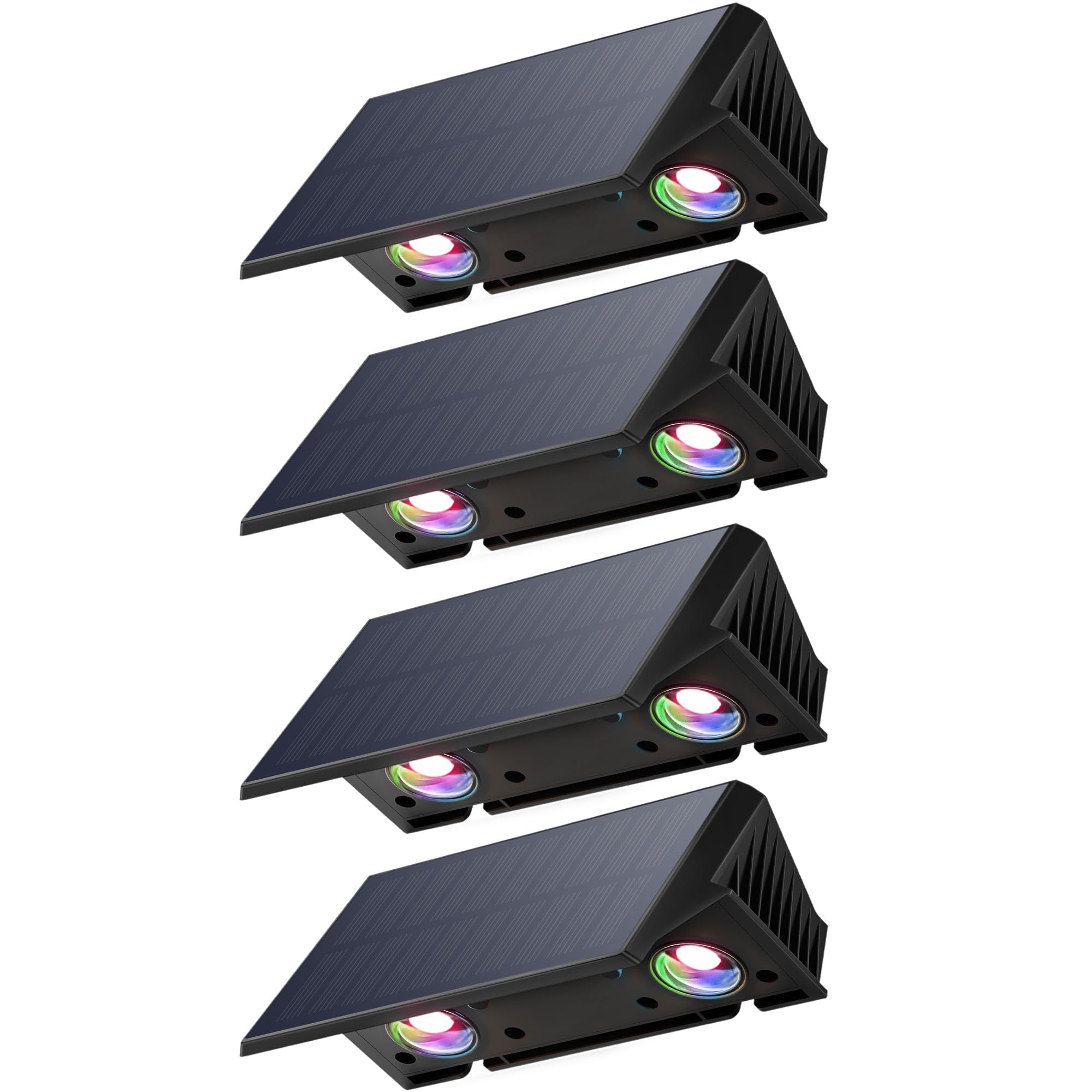 Outdoor Solar Fence Lights with 3 Light Colours (Warm White, Natural White, Cool White) Atmosphere & Solar Up and Down Lights Outdoor Set of 4 White 2-L