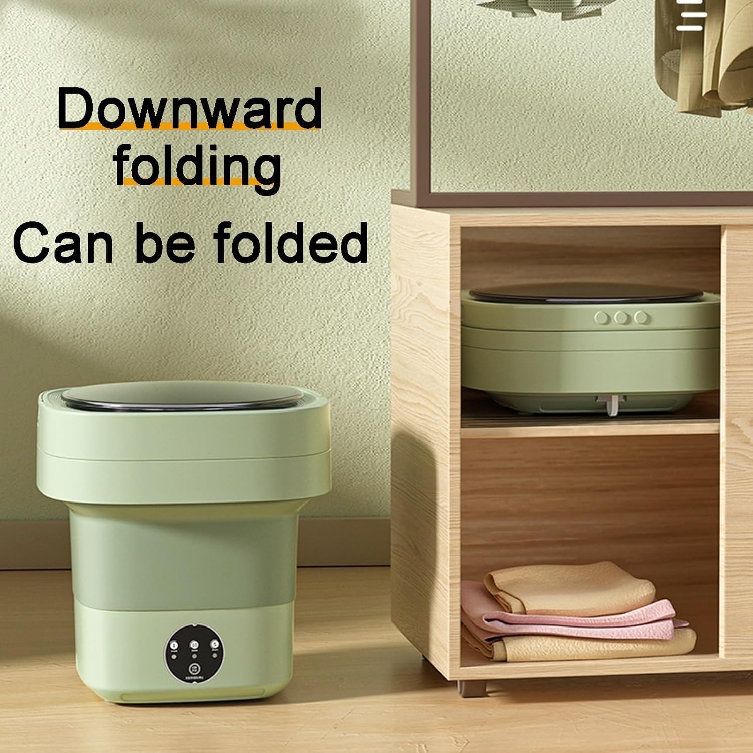 13L Mini Portable Washing Machine for Baby Clothes, Underwear & Small Items - Foldable, Ideal for RVs, Apartments, Dorms & Camping - Compact & Lightweight (Green)