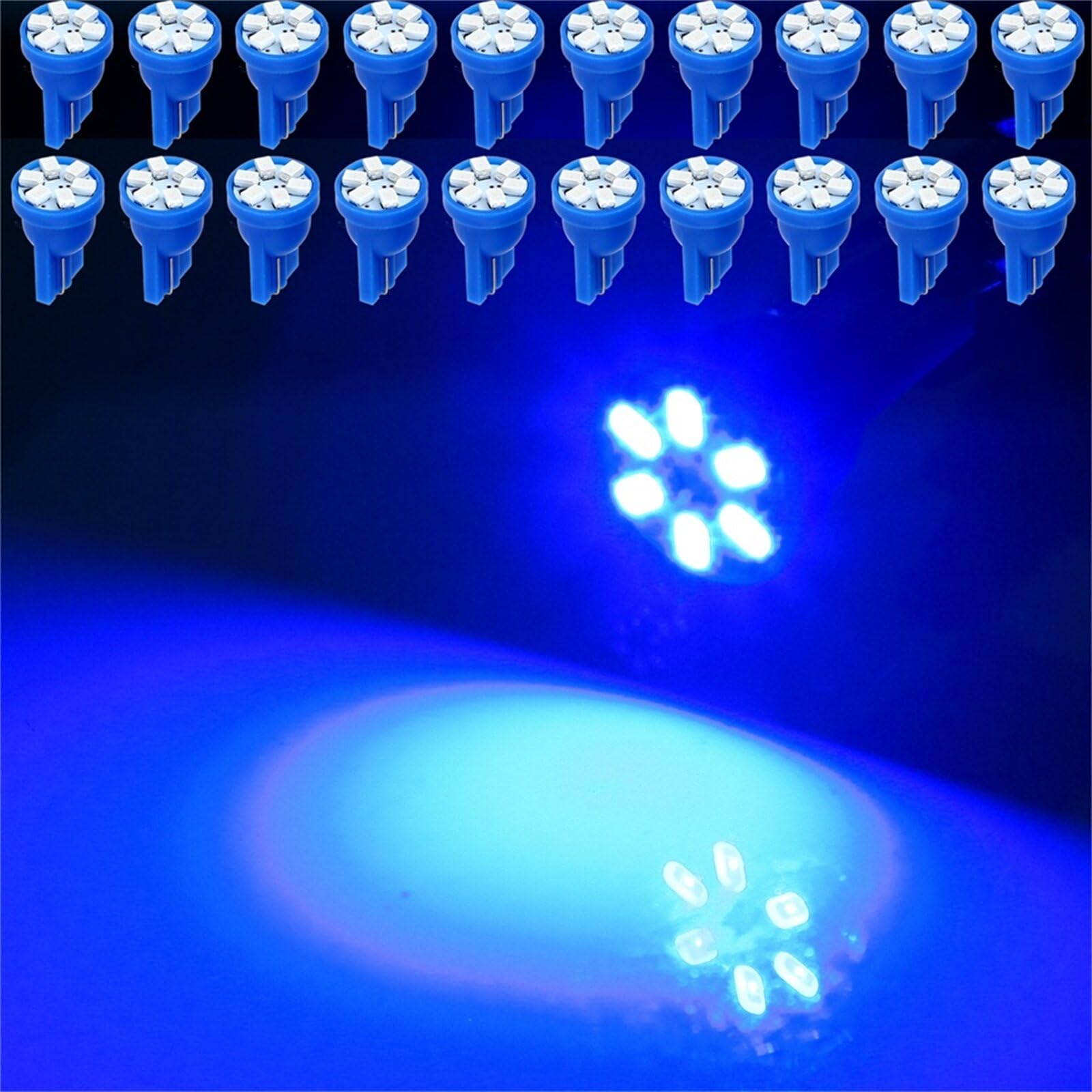 OCPTY Instrument Panel Lights 168 184 192 193 259 280 285 447 464 501 T10-6-3020-SMD-Blue (20pcs)