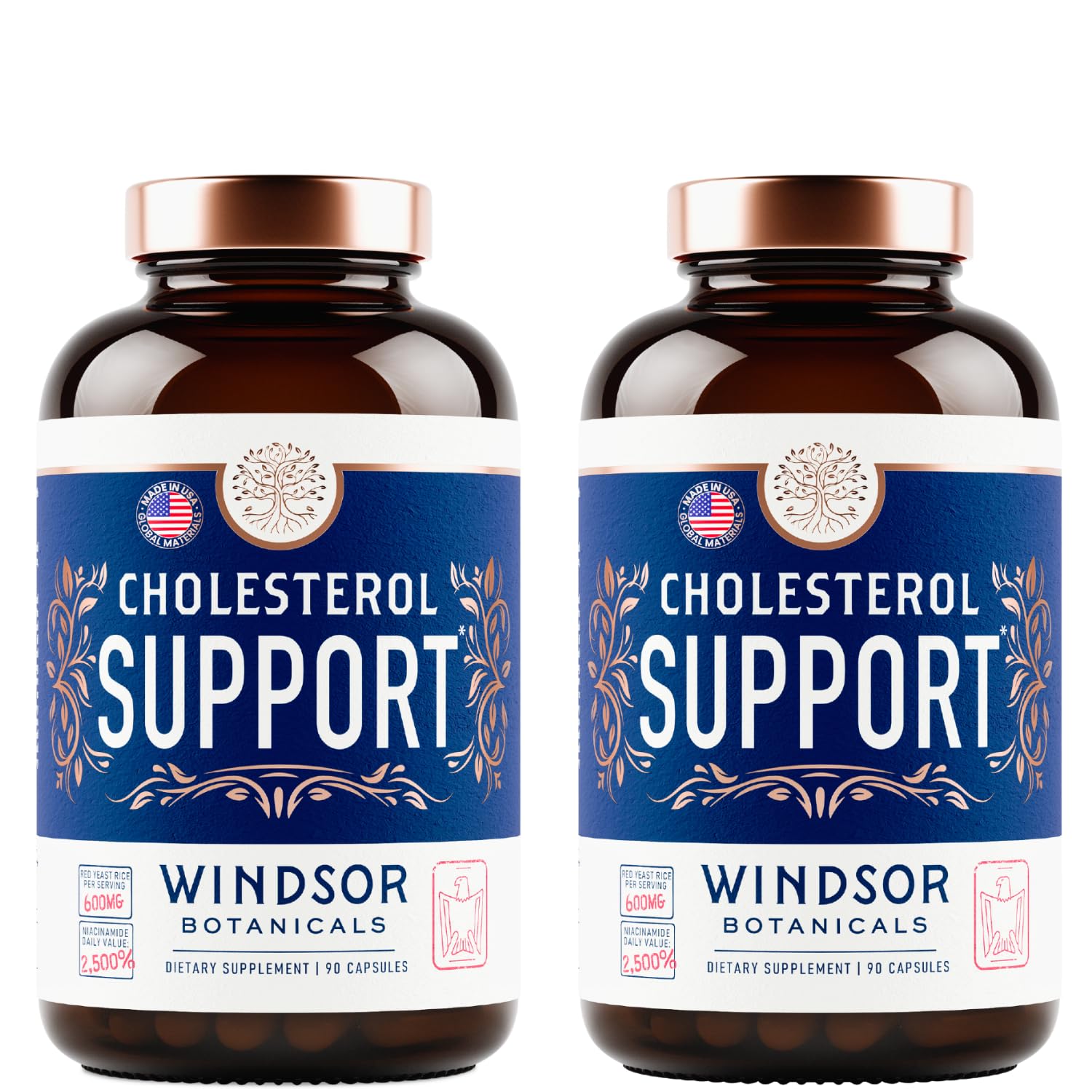 WINDSOR BOTANICALS Cholesterol Supplements - Citrus Bergamot, Niacin, Red Yeast Rice, Berberine, Aronia Berry Extract to Support Normal HDL and LDL Cholesterol Levels - 90 Vegan, Non-GMO Capsules — Amazon image 9
