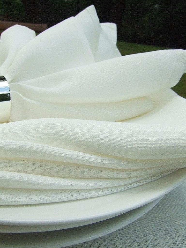 Set of 8 Napkins Off White Linen Lucia