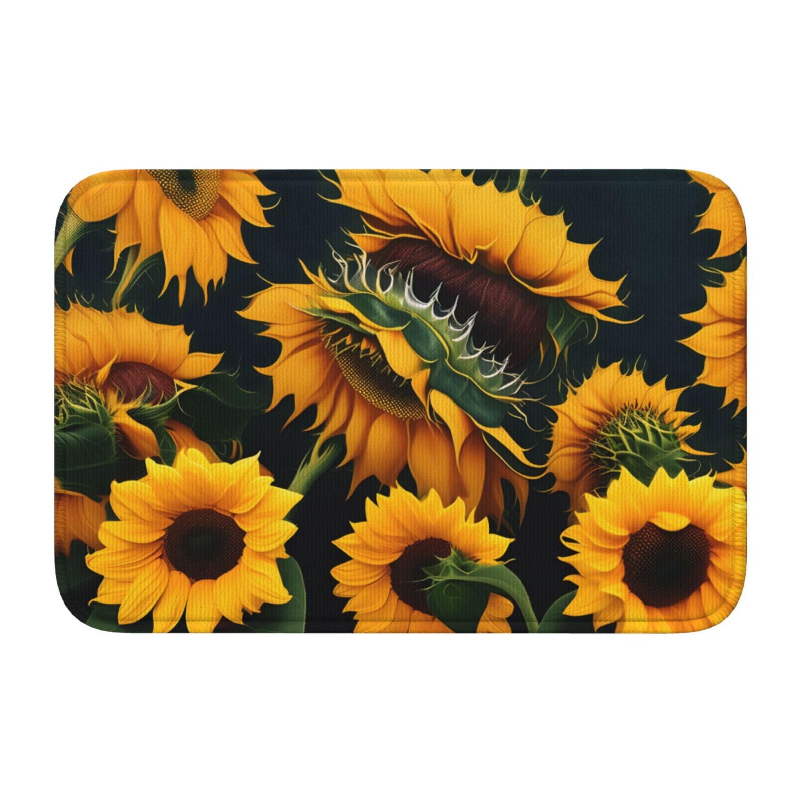 Tapis de sol antidérapant 40x60 lavable et paillasson intérieur résistant tournesol