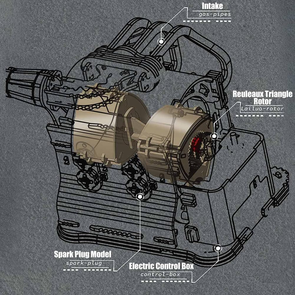 3D Drewniany Model Silnika Obrotowego do Złożenia dla Dorosłych