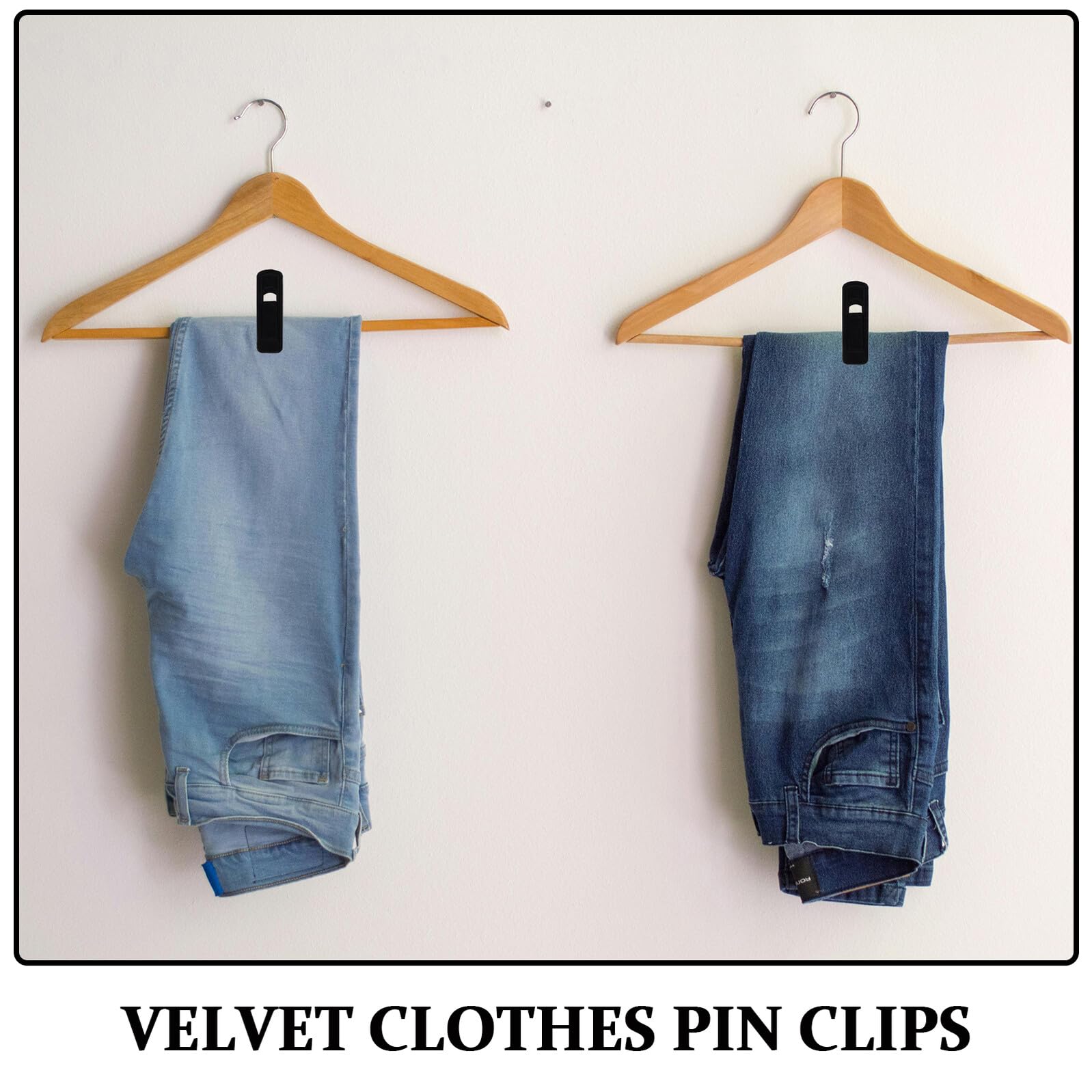 ERINGOGO Pinzas de Plástico para Ropa Terciopelo Antideslizante Color Negro Tamaño Pequeño Pack de 50 Unidades Resistentes al Viento para Tendedero y Uso Doméstico Exterior Ideales