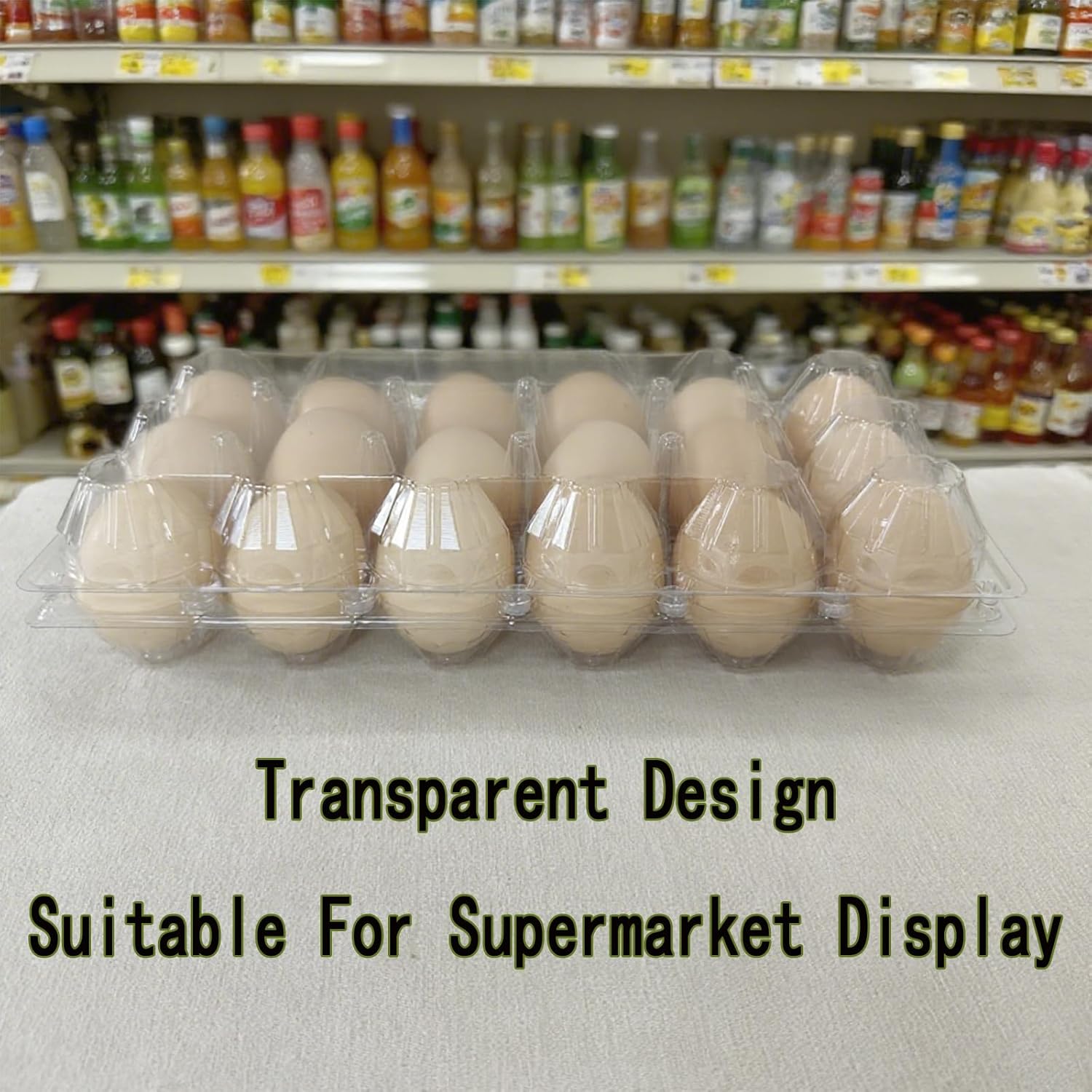 100packs 18-Egg Cartons Cheap Bulk, 3 * 6 Clear plastic egg cartons，Can Accommodate Medium Size (Approx 2.3 oz) Eggs， for Family, Farm, Markets, Display