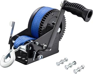 3500lbs Heavy Duty Boat Trailer Winch with 33 FT Strap, 2-Way Ratchet & 4:1/8:1 Gear Gear Ratio - Portable Hand Crank Winch for Boat, Trailer, Truck, RV, ATV, Jet Ski - Manual Winch Easy Operation