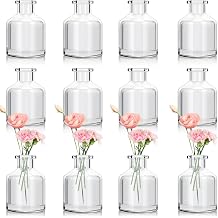 12Pcs Bud Vases,Mini Flower Vases,Clear Glass Bud Vase,Small Glass Living Bud Vases Bulk,Small Vases Clear Vase for Flowers Centerpieces Table Home Living Room Decor 2 x 2.8 in