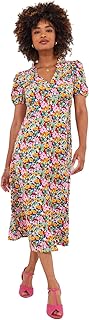 Joe Browns Women's Frilly Floral Shirred-Back Midi Dress