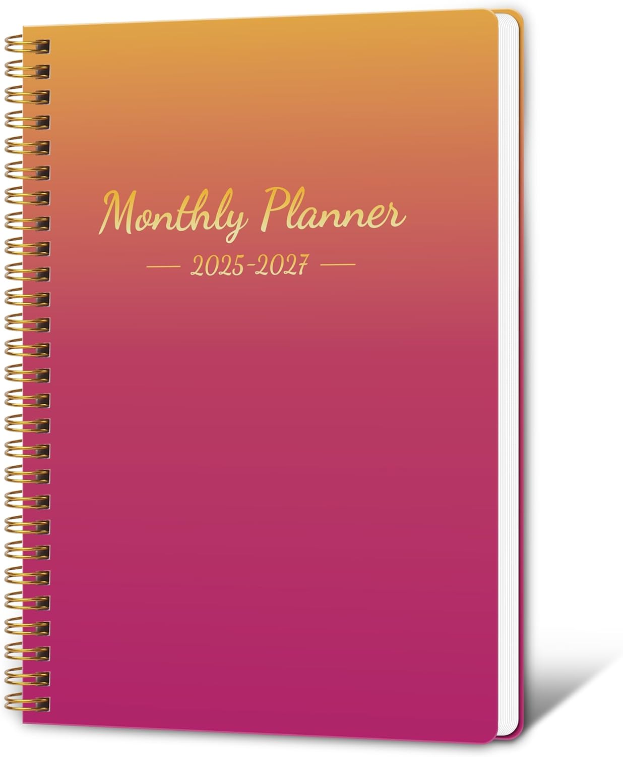 Monthly Planner 2025-2027, 2025 Calendar 24 Months Planner, Jul 2025 - Jun 2027, 7.4"x9.4", Personal Organizer with Monthly Goals, To-Do List, Habit Tracker, 24 Monthes for School Office Home Planning B5 Jul 2025-Jun 2027 Gradient Orange&Pink