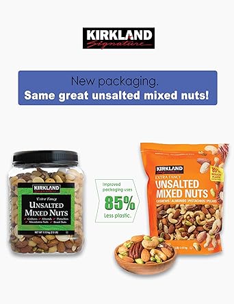 Kirkland Signature Extra Fancy Unsalted Mixed Nuts, 2 Jars (2.5 LB)