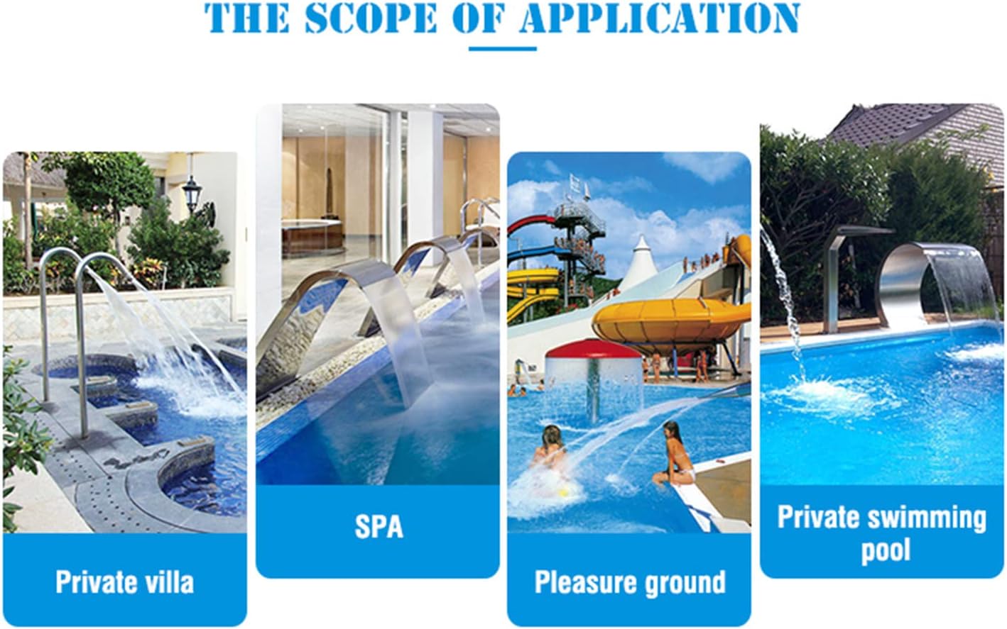 Stainless Steel Waterfall Spillway Kit - Outdoor Pool Fountain for Garden & Patio Decoration, 60cm x 30cm Water Feature, Perfect for Swimming Pools & Ponds