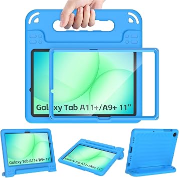 AVAWO Shockproof Kids Case for Samsung Galaxy Tab A11+ Plus/A9+ Plus 11 inch with Built-in Screen Protector, Blue