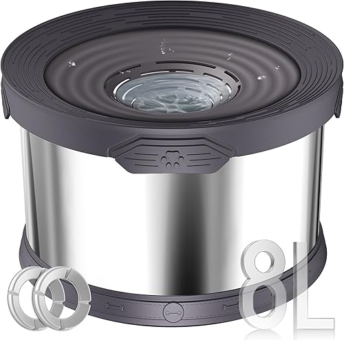 UPSKY Cuenco de agua para perros, antiderrames, de acero inoxidable de 8 litros, de gran capacidad, a prueba de derrames, de 2.1 galones, tazón