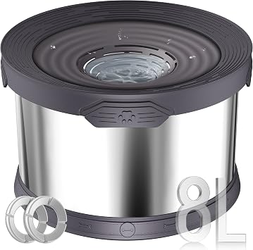 UPSKY Dog Water Bowl No Spill 8L Stainless Steel, 2.1 Gallon Large Capacity Spill-Proof Dog Bowls, Non-Slip Slow Drinking Anti-Splash Bowl for Large Messy Drinkers, No Mess Indoor/Outdoor Use, Gray